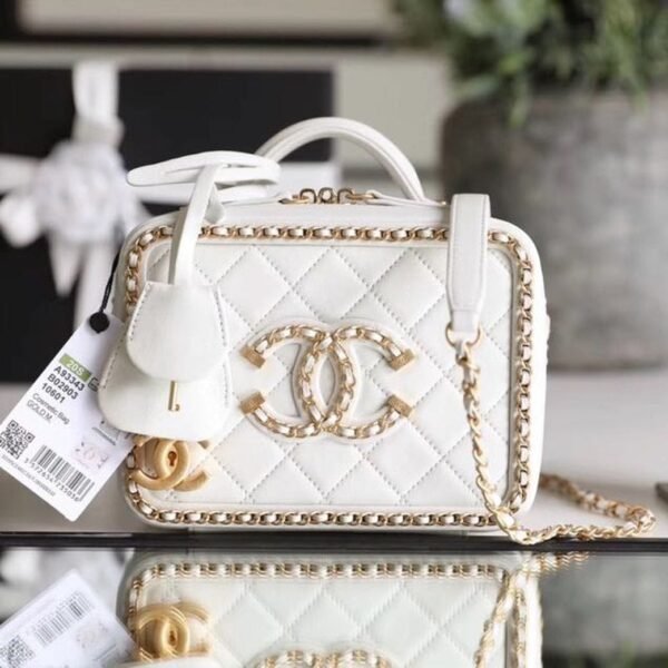 Chanel Chain Around CC Filigree Vanity Bag 18cm Caviar Leather Gold Hardware Spring/Summer Collection White