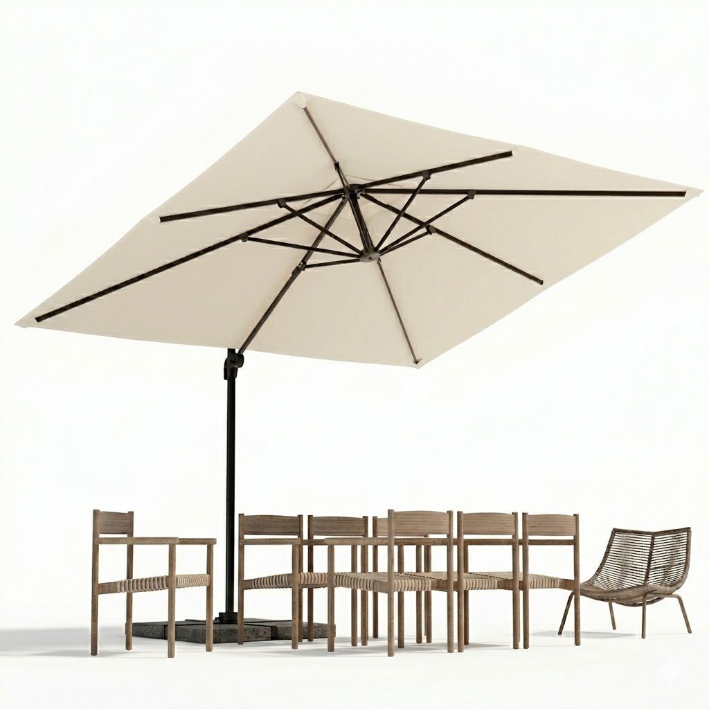Arlmont & Co Shavonne Patio 11.5′ x 9′ Cantilever Umbrella with Crank Lift