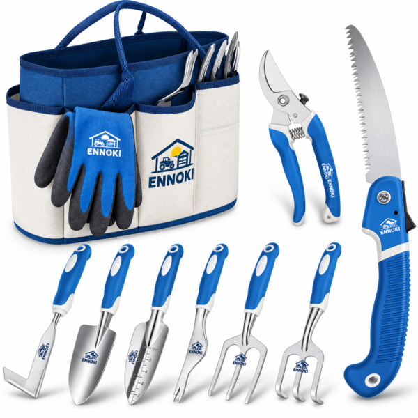 ENNOKI 10-Piece Stainless Steel Garden Tool Set with Storage Bag – Heavy-Duty Gardening Kit